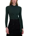 Point Mandarin Wrap Top In Green