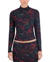 Point Mesh Mock Neck Top In Multi