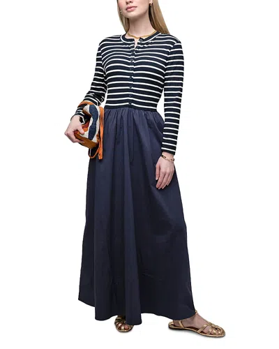 Point Mixed Media Dress In Black