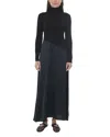 Point Mixed Media Turtleneck Dress In Black