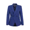 Point Of View Label Champion Colorblock Double Breasted Jacket For Women - Electric Blue