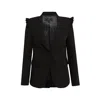 Point Of View Label Integrity Shoulder Frill Detail Jacket For Women - Black