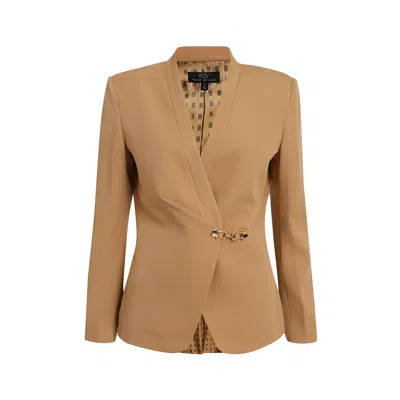 Point Of View Label Matriarch Pleat Jacket For Women - Camel Brown