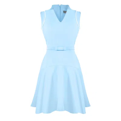 Point Of View Label Women's Aspire Flounce Dress With Piping Detail - Misty Blue