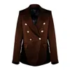Point Of View Label Women's Brown Impact Double Breasted Jacket In Brown