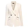 Point Of View Label Women's Champion Colorblock Double Breasted Jacket - White