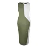 Point Of View Label Women's Green / Grey Iconic Asymmetric Colorblock Sheath Dress - Green & Grey In Green/grey