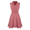 Point Of View Label Women's Pink / Purple Aspire Flounce Dress With Piping Detail - Dusty Pink In Pink/purple
