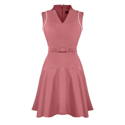 Point Of View Label Women's Pink / Purple Aspire Flounce Dress With Piping Detail - Dusty Pink In Pink/purple