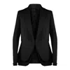 Point Of View Label Women's Prestige Peplum Jacket With Satin Block - Black In Black