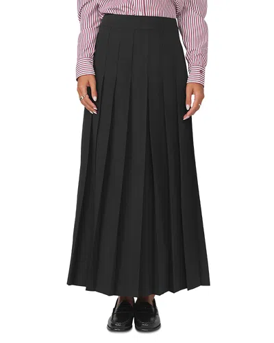 Point Pleated Front Maxi Skirt In Black