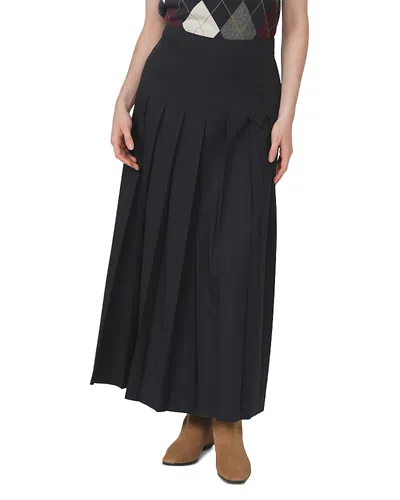 Point Pleated Front Maxi Skirt In Blue