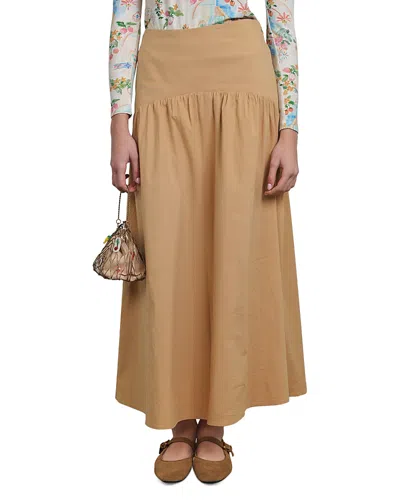 Point Poplin Maxi Skirt In Brown