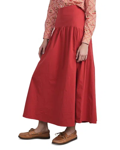 Point Poplin Maxi Skirt In Burgundy
