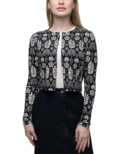 Point Printed Classic T Shirt Cardigan Sweater In Black