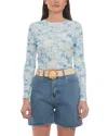 Point Printed Crewneck Long Sleeve Tee In Blue
