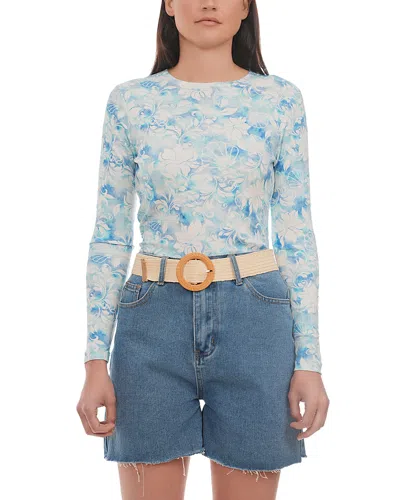 Point Printed Crewneck Long Sleeve Tee In Blue