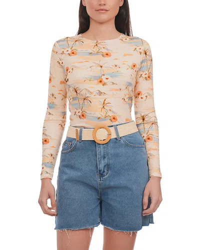 Point Printed Crewneck Long Sleeve Tee In Neutral