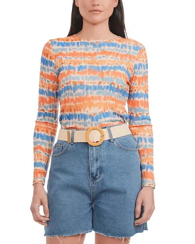 Point Printed Crewneck Long Sleeve Tee In Orange