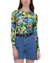 Point Printed Crewneck Long Sleeve Tee In Daisies