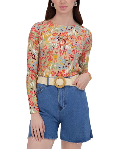 Point Printed Crewneck Long Sleeve Tee In Floral