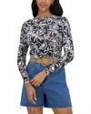 Point Printed Crewneck Long Sleeve Tee In Palm Trees