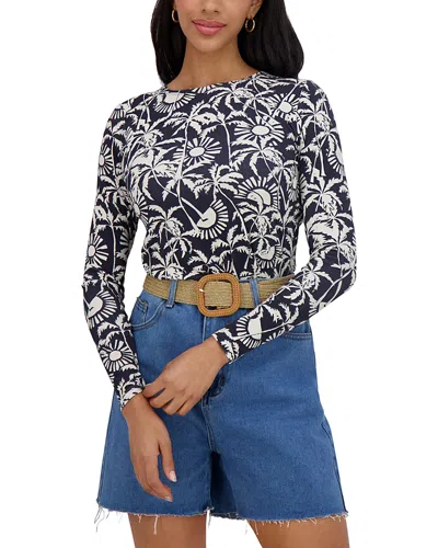 Point Printed Crewneck Long Sleeve Tee In Palm Trees