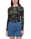 Point Printed Crewneck Long Sleeve Tee In Stitched Tropical