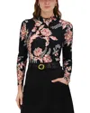 Point Printed Mock Neck Top In Black