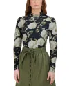 Point Printed Mock Neck Top In Black