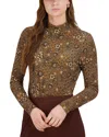 Point Printed Mock Neck Top In Brown