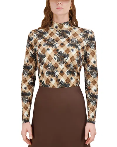 Point Printed Mock Neck Top In Multi