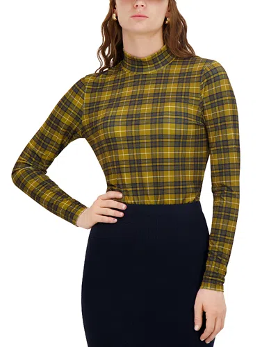 Point Printed Mock Neck Top In Yellow