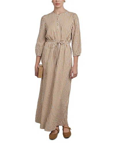 Point Puff Sleeve Dress In Brown