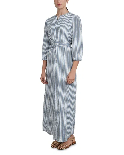 Point Puff Sleeve Dress In Blue