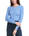 Point Rib Cropped Cardigan In Blue
