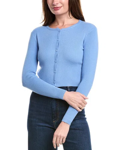 Point Rib Cropped Cardigan In Blue