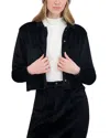 Point Rib Knit Velour Jacket In Black