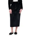 Point Rib Knit Velour Skirt In Black
