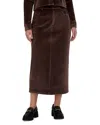 Point Rib Knit Velour Skirt In Brown