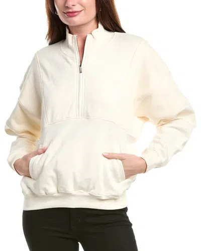 Point Rib Panels1/2-zip Sweater In White