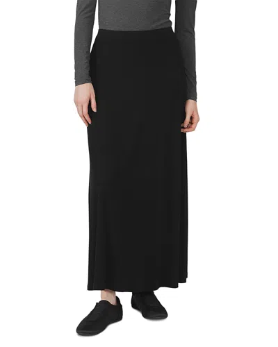 Point Ribbed Maxi Skirt In Black