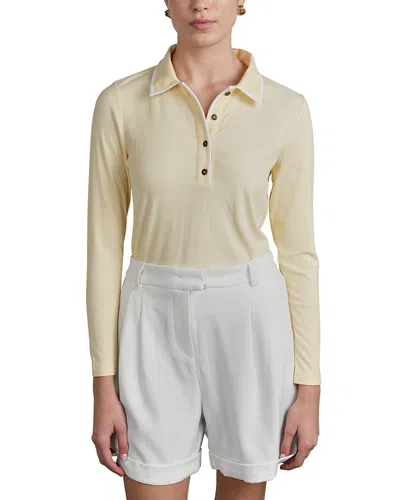 Point Ribbed Polo Top In Yellow