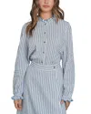 Point Ruffle Blouse In Blue