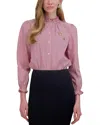 Point Ruffle Blouse In Burgundy