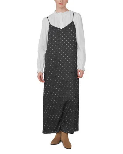 Point Satin A Line Maxi Slip Dress In Multi