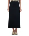 Point Satin A Line Skirt In Black