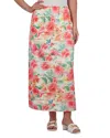 Point Satin A Line Skirt In Brushed Floral