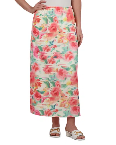 Point Satin A Line Skirt In Brushed Floral