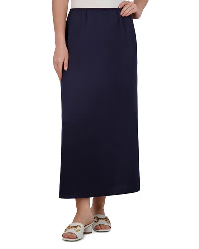 Point Satin A Line Skirt In Dusk Navy